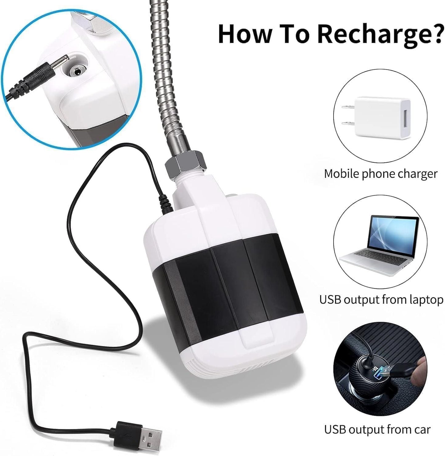 Compact outdoor shower system with USB charging options for convenient recharging anywhere