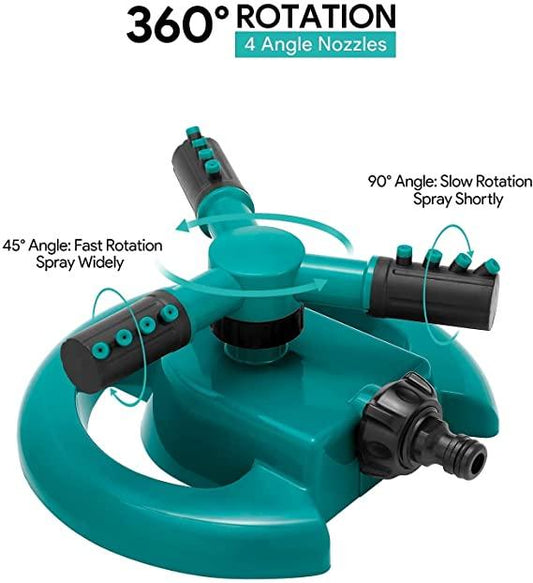 360 degree garden sprinkler with adjustable nozzles for customizable watering angles and coverage