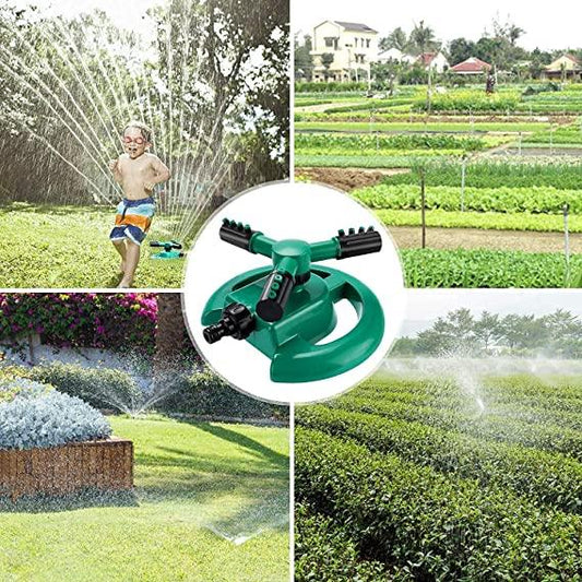360 degree garden sprinkler for efficient watering in lawns and gardens with adjustable spray patterns