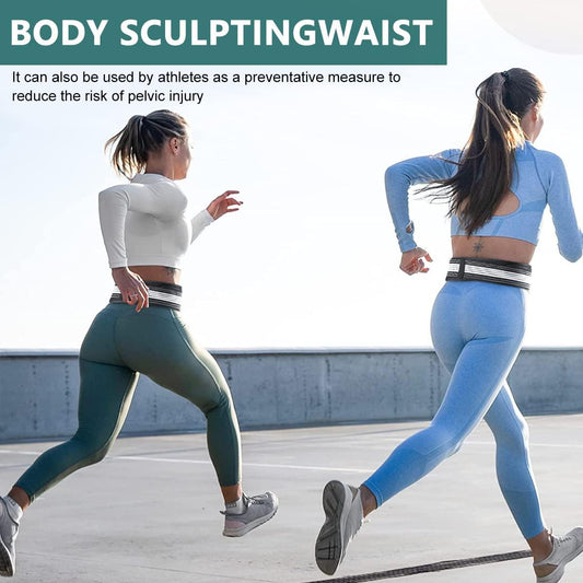 Athletic women wearing body sculpting waist suits with back brace for men and women during a run