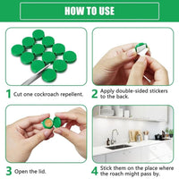 Instructions for using cockroach killer gel with cut, application, and placement steps illustrated