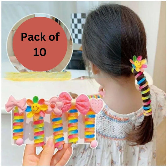 Pack of 10 colorful hair bands for kids featuring fun patterns and vibrant colors for stylish hairstyles