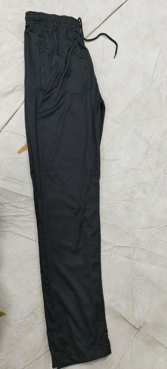 Stylish black comfortable men's track pants with an elastic waistband and side pockets
