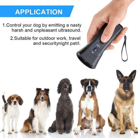 Ultrasonic dog training device to help stop aggressive dog attacks during outdoor activities