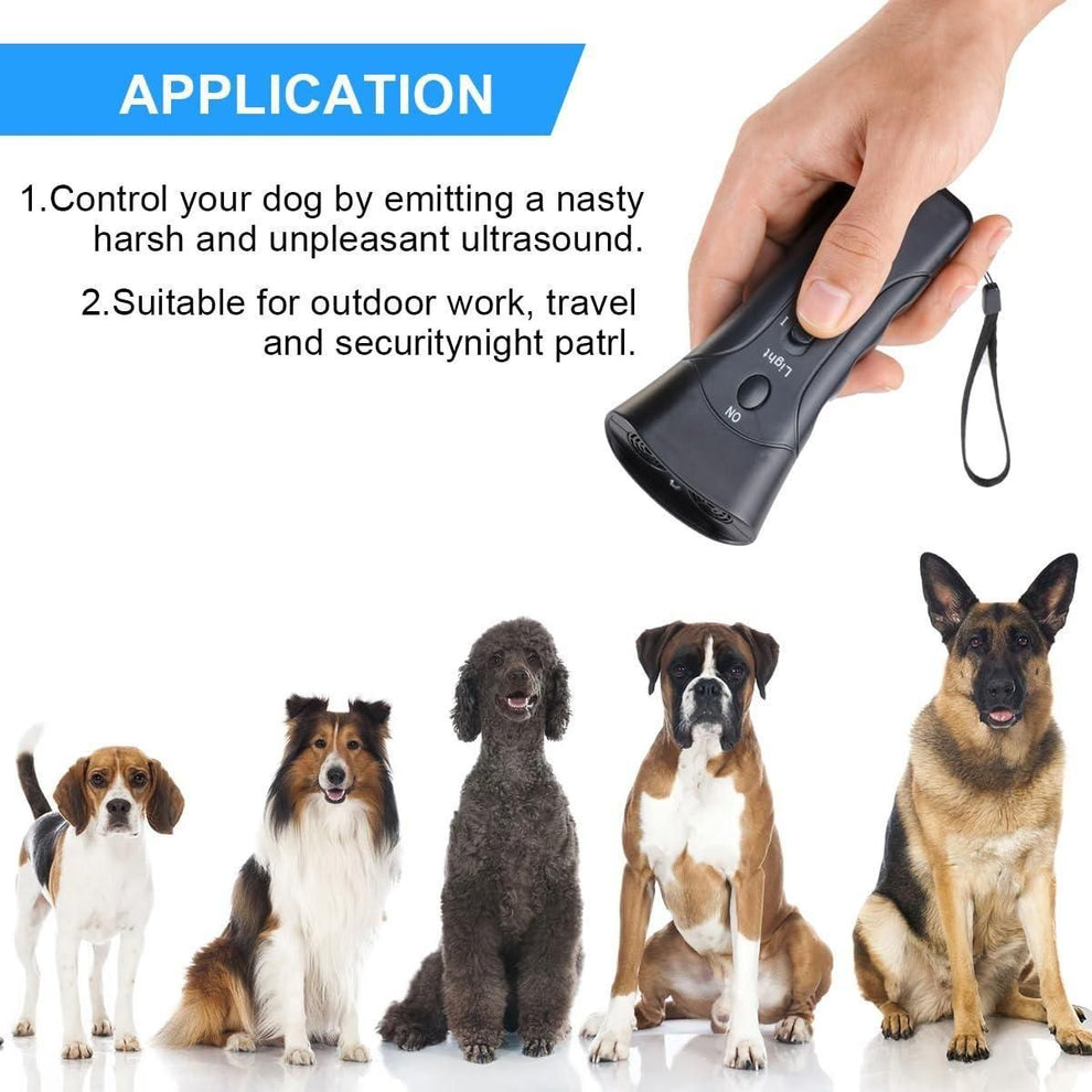 Ultrasonic dog training device to help stop aggressive dog attacks during outdoor activities