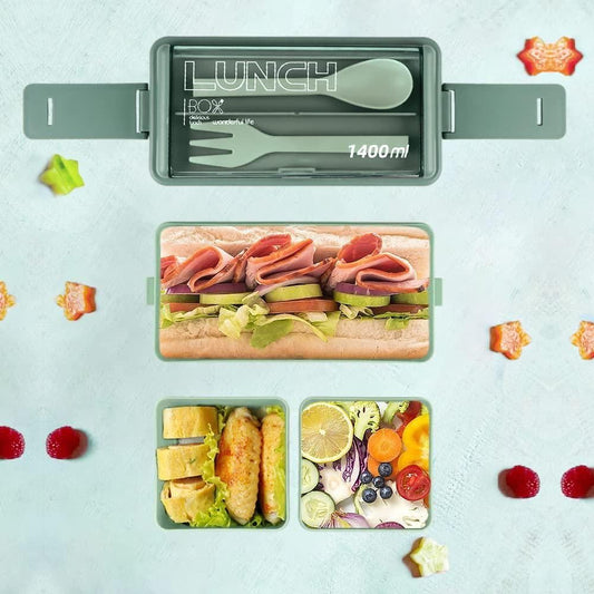 B3ejyj-8w eco-friendly lunch container with compartments and utensils for sustainable meal prep