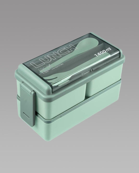 Stylish eco-friendly lunch container with two compartments and a fork included for on-the-go meals
