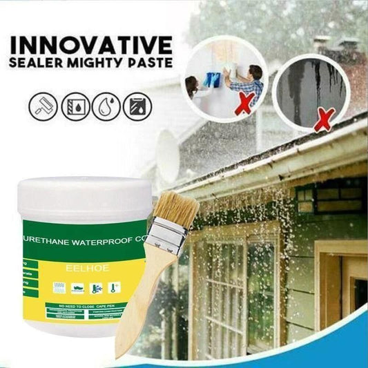 Industrial strength waterproof glue in a jar with brush for sealing and waterproofing surfaces