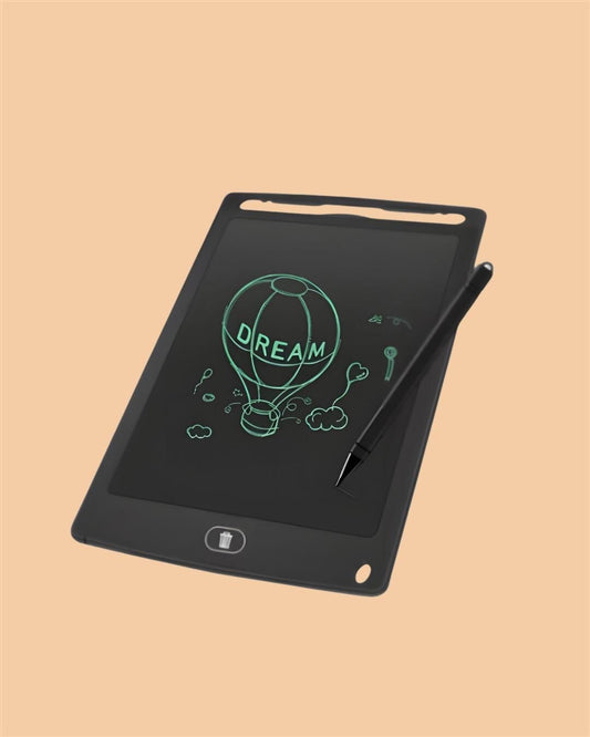 LCD writing tablet for kids featuring a black screen and stylus for creative drawing and note-taking