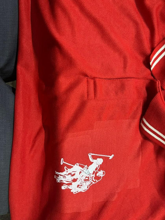 Red men's polo t-shirt pack featuring a logo and sporty design for casual wear