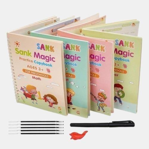 Preschool handwriting practice kit with colorful workbooks and writing tools for ages 3 and up