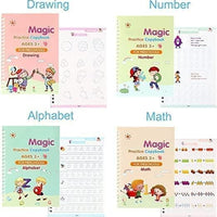 Preschool handwriting practice kit including drawing, number, alphabet, and math activities for ages 3+