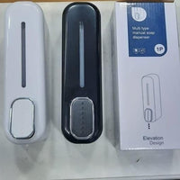 Wall mounted soap dispenser pack featuring sleek black and white designs for easy installation and use