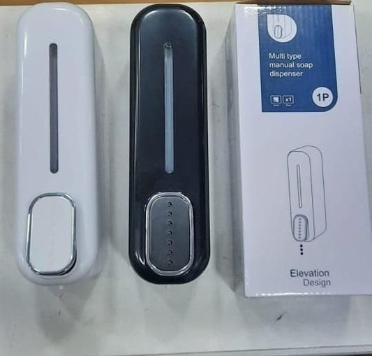 Wall mounted soap dispenser pack featuring sleek black and white designs for easy installation and use