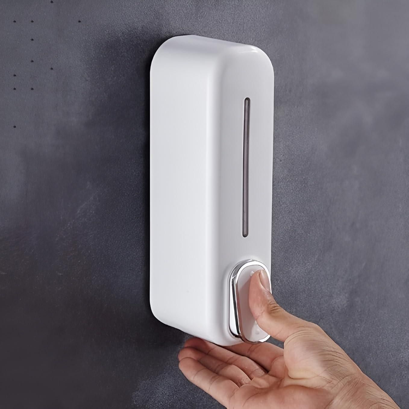 Wall mounted soap dispenser pack with easy push button for home or commercial use