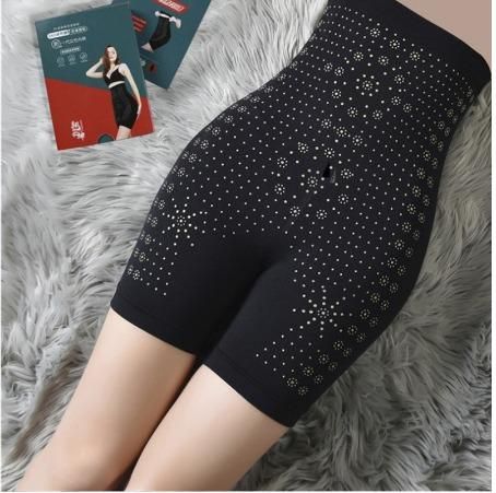 Women's high waist corset pants in black featuring shimmering embellishments for a stylish look